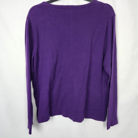 Studio Works Womens Cardigan Button Down Sweater Rhinestones Purple Size Large - Picture 5 of 5